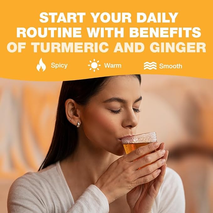 HANDPICK, Organic Turmeric Ginger Tea (100 Tea Bags) | Herbal Tea, Strong Spicy Flavor, Caffeine Free, Daily Wellness Tea, Smooth & Warming Infusion | Non-GMO, Gluten Free | Ecofriendly Tea Bags