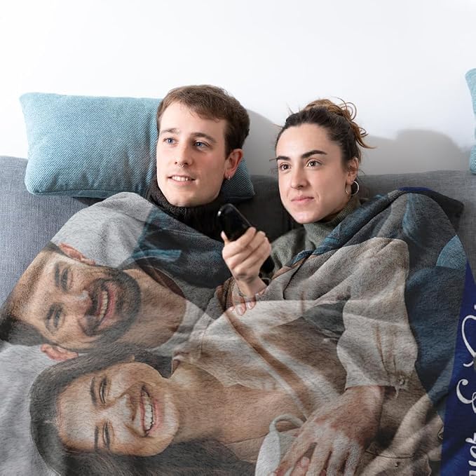 Ships Next Day, Custom Sherpa Fleece Blanket with Photos Text Soft Warm Custom Blanket Personalized Couples Gifts for Boyfriend Girlfriend Customized Picture Blanket Gifts for Christmas Valentines Day