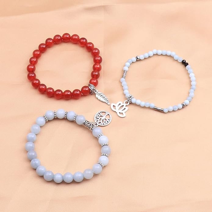 UEUC Tree of Life Yoga Healing Stone Bracelets,Multilayer Lotus Chakra Stone Reiki Bracelet Sets,Anxiety Crystal Natural Stone,for Women Stress Relief