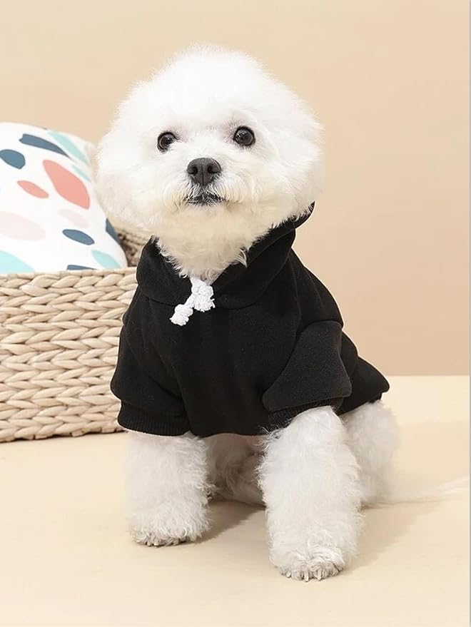 Basic Dog Hoodie Sweatshirt Puppy Sweater Warm Cat Costumes Pet Clothes for Chihuahua Puppy Kitten Small Medium Dogs Black and Grey X-Large