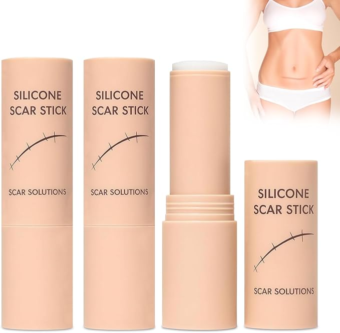 Scar Solutions Silicone Scar Stick, 60% Silicone for Face and Body Skin, Lightweight & Easy to Apply, Natural Ingredients Gentle on All Skin Types, Stick Applicator Manual Massage Suitable-2PCS
