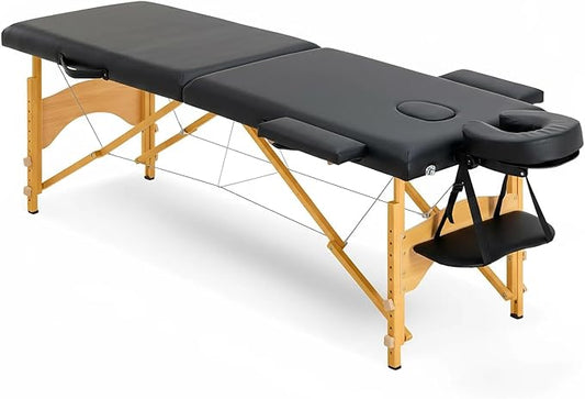 Artechworks Massage Table Massage Bed Portable Lash Bed for Eyelash Extensions Beauty Tattoo Table Adjustable for Spa Salon,Lightweight (Black, 2 Folding No Bag)