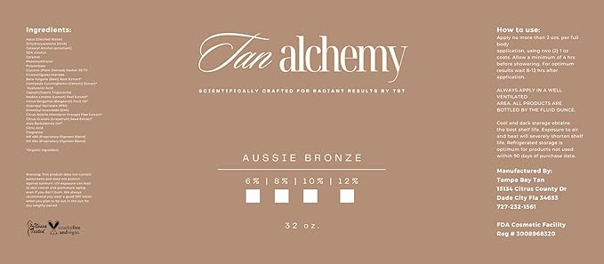 Tan Alchemy, Aussie Bronze 32 oz of 12%, Dark DHA Sunless Airbrush Spray Tanning Solution (32oz)