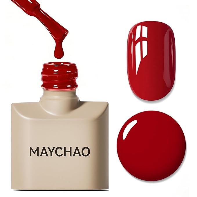 MAYCHAO 15ML Red Gel Nail Polish 1Pc Ruby Red Gel Polish Soak Off UV LED Nail Polish Nail Art Starter Manicure Salon DIY at Home, 0.5 OZ
