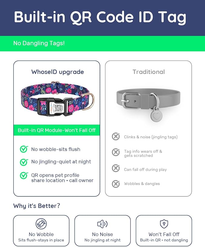 Dog Collar for Small Dogs with Smart QR Tags