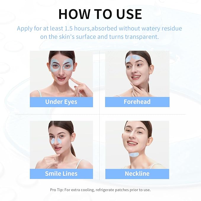 Bio-Collagen OK Eye Mask, Firming & Hydrating Under Eye Patches for Puffy Eyes and Dark Circles, Deep Moisturizing & Soothing Eye Mask for Women and Men - 6 Pairs, Happy Blue