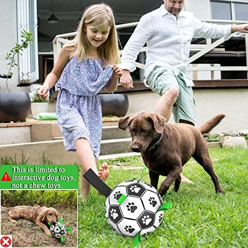 Amasiver Dog Soccer Ball Toys, 8'' World Cup Dog Soccer Ball with Straps, Dogs Birthday Gifts, Water Toy, Herding Ball, Durable Balls for Large Medium Pet, Outdoor Dog Toy (8 Inch-Large)