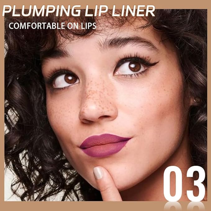 Plum Matte Lip Liner Pencil, Long-Lasting Waterproof, Creamy Formula with Silicone Smudger (3#, 1 Count (Pack of 1))