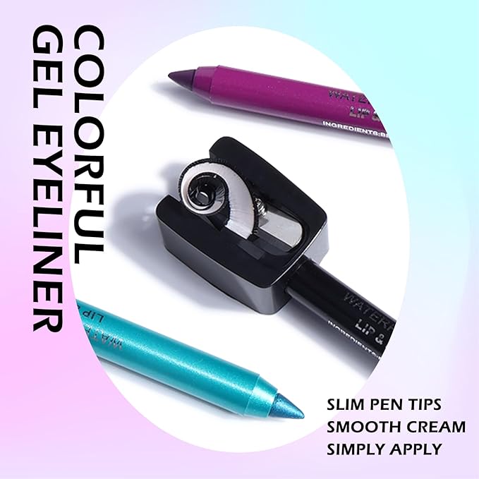 Ownest 6 Colors Eyeliner Gel Pencil, Pearl Metallic Gel Eyeliner Pen, Silky Creamy Eyeliner for Professional Eyes Makeup, High Pigmented Lasting Liner Set, with Two Makeup Pencil Sharpener-Set B