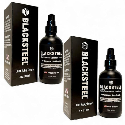 BLACKSTEEL Men’s Anti-Aging Face Serum with Retinol & Hyaluronic Acid | 4 oz (2-Pack)