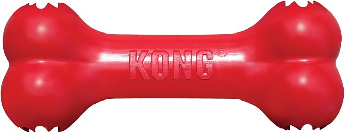 KONG Goodie Bone, Natural Rubber Treat-Dispensing Toy, Red, for Large Dogs | Classic KONG Durable Natural Rubber Bone with Goodie Grippers That Hold Treats & Support Mental Engagement