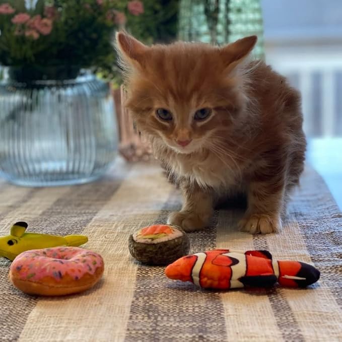 Huxley & Kent Plush Crinkle Catnip Cat Toy, Classic Sushi