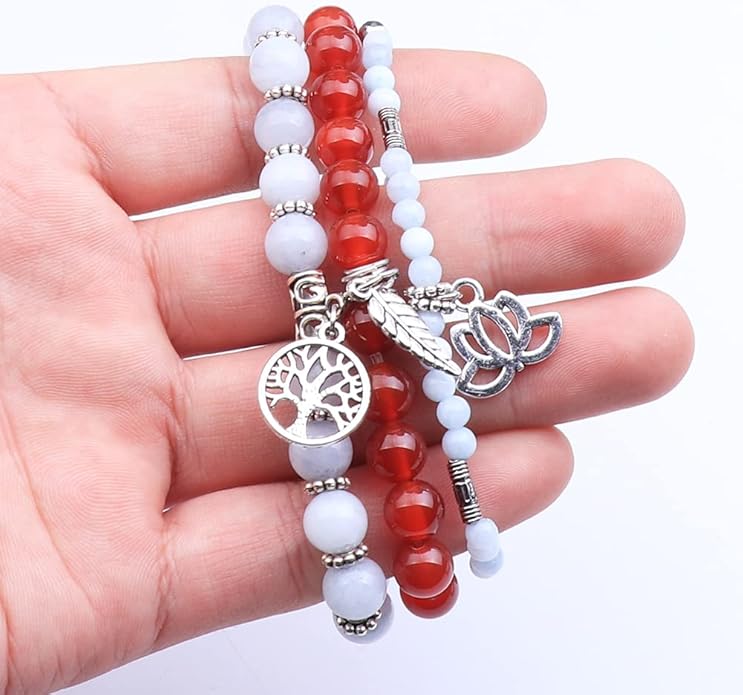 UEUC Tree of Life Yoga Healing Stone Bracelets,Multilayer Lotus Chakra Stone Reiki Bracelet Sets,Anxiety Crystal Natural Stone,for Women Stress Relief