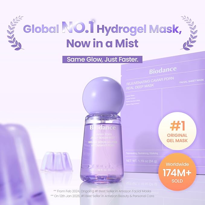 BIODANCE Caviar PDRN Jelly Serum Mist, Hydrating Face Mist, Revitalizing & Radiance Face Spray with Caviar & PDRN, Sprayable Hydrogel, Travel Essentials for Women, Korean Skin Care | 1.69 fl.oz
