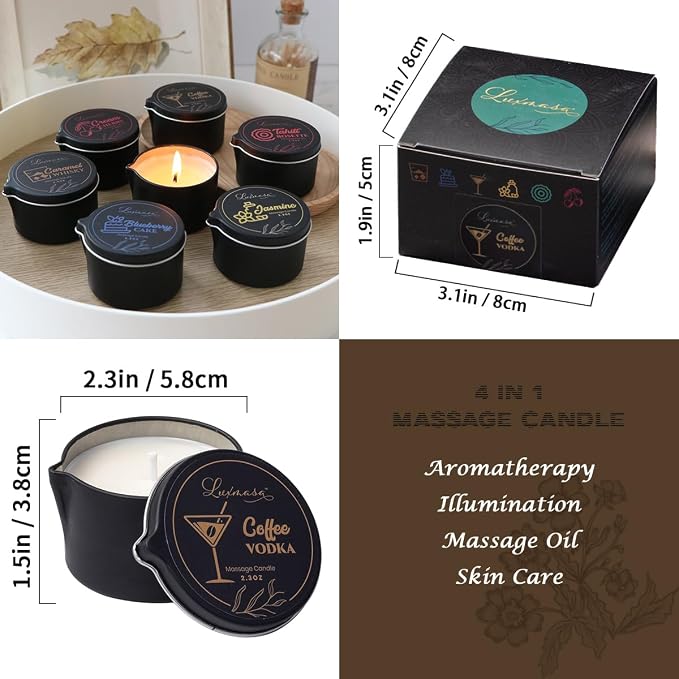 Vegan Home SPA Scented Aromatherapy Massage Candle for Skin Moisturizing,Soybean Wax Massage Body Oil for Foot Treatment, Romantic Gift for Friend Coffee Vodka Scent 2.35 OZ | Scented, Skin Moisturizing, Soybean Wax, Massage Body Oil, Foot Treatment