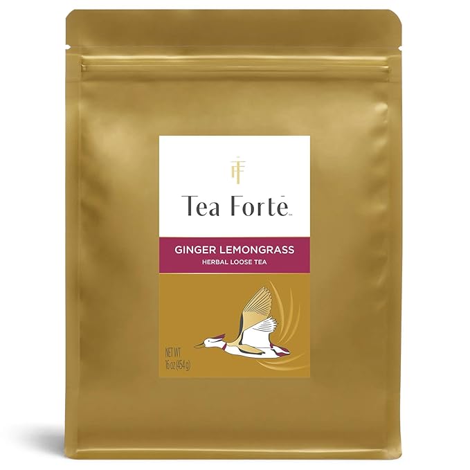 Tea Forte Premium Loose Leaf Tea Blend, Resealable 1 Pound Bag, Makes 160-175 Cups, Ginger Lemongrass