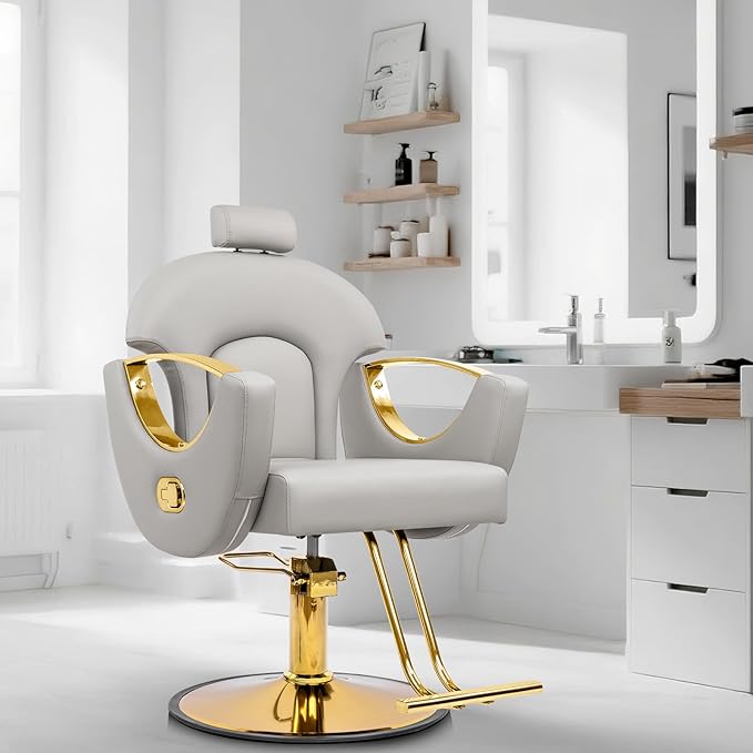 Reclining Barber Chair Styling Hair Chair for Home Barbershop Height Adjustable 360 Swivel Salon Chair for Hair Stylist