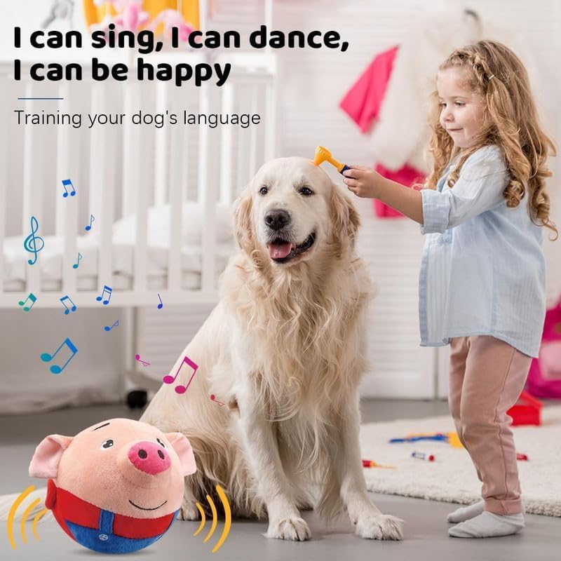 Interactive Dog Toys,Jumping Squeaky Dog Toys with Recording and Music Modes,Activated Dog Toy Moving Dog Toy for Small/Medium/Large Dogs to Keep Them Busy(Red Pig)