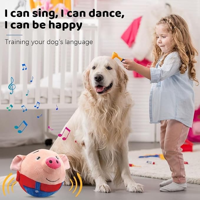 Interactive Dog Toys,Active Moving Pet Plush Toy,2026 New shaking dog ball pig dog toy Interactive Dog Ball with song Squeaky Moving Dog Ball Toy,Rechargeable Toys to Keep Them Busy Dog Toys(Blue Pig)