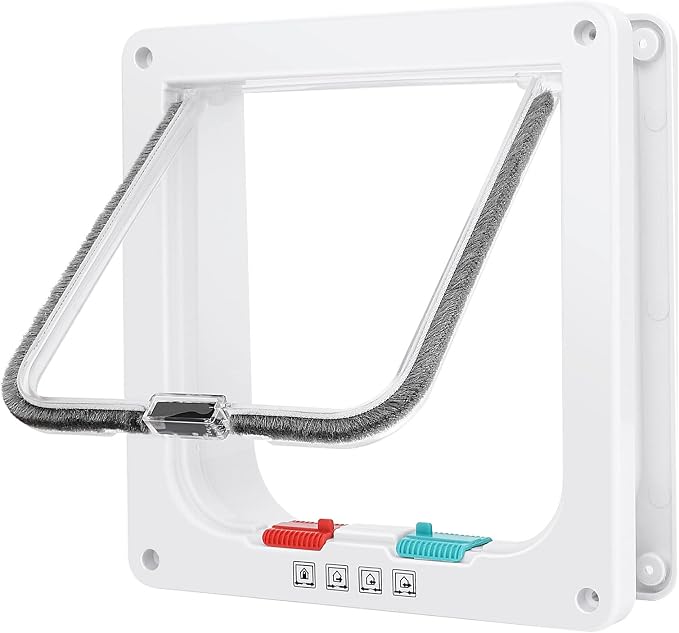 Lessmon Cat Door, XL, 4-Way Lock, Outer Size 9.88x9.25x2.16in | 4-Way Lock for Pet Safety, Weatherproof & Durable, Easy DIY Installation, Fits Doors, Windows & Walls