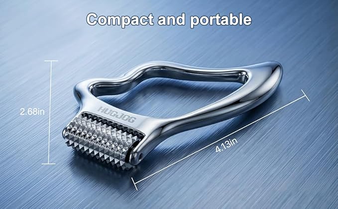 Upgraded Metal Gua Sha Facial Tools & Face Massager Tool – Multi-Functional Skin Care Tool for Soothing, Contouring & Muscle Relief with Self-Cooling Stainless Steel, PP Storage Case & Velvet Bag