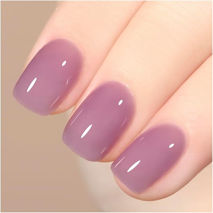 GAOY Jelly Nude Purple Gel Nail Polish, 16ml Sheer Neutral Translucent Soak Off Gel Polish, UV Light Cure for Nail Art DIY, 1721 Amethyst Crystal
