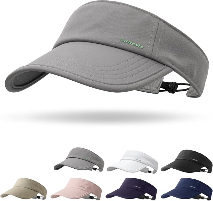 Sun Visor Hats for Women Men - Wide Brim Quick Dry Adjustable Hat | Upf 80+ Sun Protection Sport Hat, Cooling Sweatband; Breathable Quick-Dry Fabric Visors for Running, Tennis, Golf, Sports