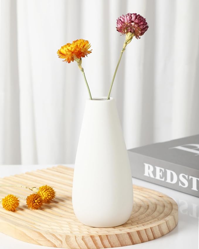 YANLING 6 Pcs White Ceramic Vases for Home Decor, 6 in Modern Ceramic Vase | for Centerpieces Small Boho Vases Pampas Grass Vases, Table Vase for Dried Flowers Decor