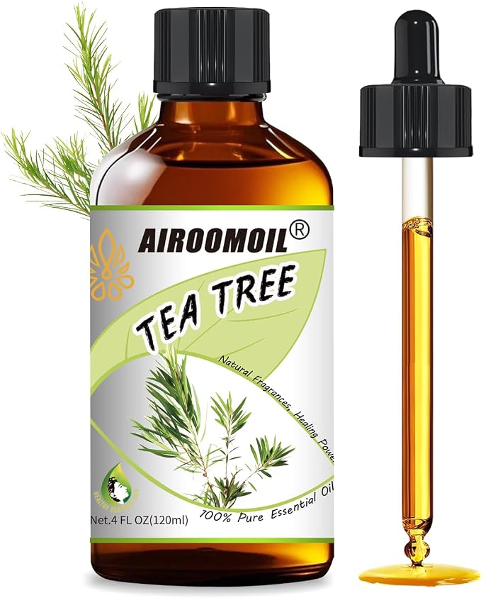 Tea Tree Essential Oil for Skin Muscle Hair Shampoo Body Wash Nails Aroma Natural Diffuser Oil 4 Fl Oz | Steam Distilled, for Skin, Hair, Nails, Feet Nursing, Diffuser, DIY Soap, Candle & SprayMaking, Home Cleaning, Purified Air