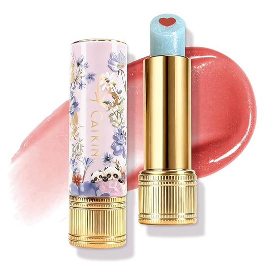 Tinted Lip Balm with Colorful Serum Core, CATKIN Cute 2-in-1 Coral Lip Balm Gloss, Moisturizing with Jojoba Oil Hyaluronic acid, Citrus Tea Flavor, Trendy Lip Care for Women & Girls - C03 Coral