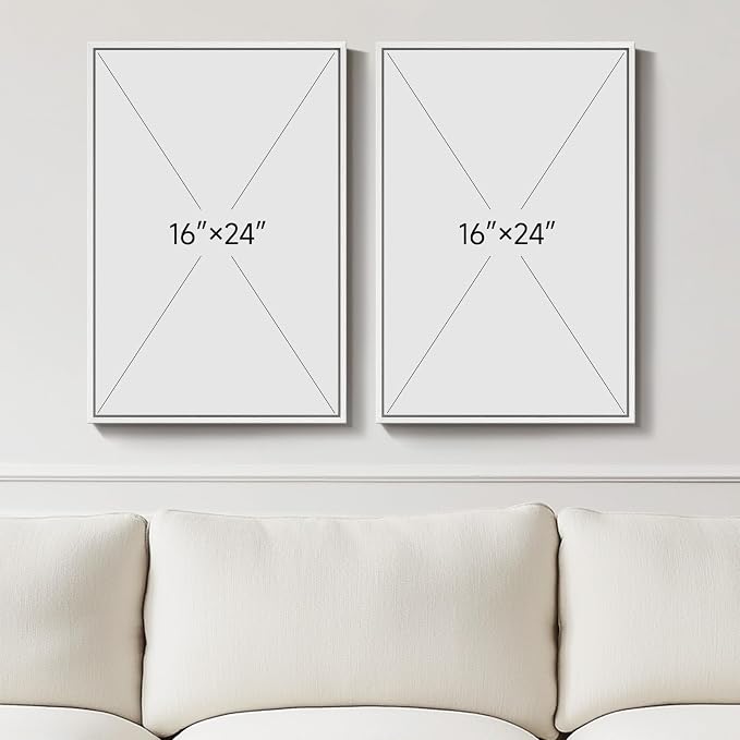 White Framed Blue and Gold Abstract Canvas Wall Art for Bedroom, Set of 2 Modern Minimalist Art Prints Paintings Artwork for Walls, Glitter Pictures for Living Room, Dining Room Wall Decor 16x24 In