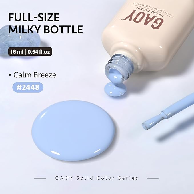 GAOY Light Blue Gel Nail Polish, 16ml Soak Off Gel Polish, UV Light Cure for Nail Art DIY Manicure at Home, 2448 Calm Breeze