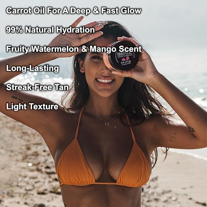 Fresh Watermelon and Mango Instant Tanning Jam BRONZIE 6.8 Fl. Oz (200 ml) | Perfect for Tanning Beds & Outdoor Sun - Speed up your Tanning Game!