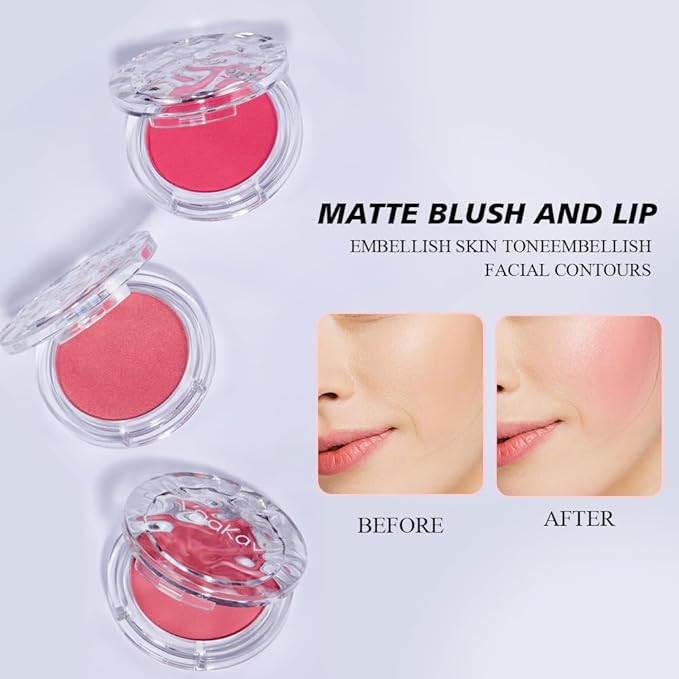 Blush Palette, Long Lasting Waterproof Matte Powder Blush, Buildable Smooth Blendable Color with Natural Finish, Perfect for Daily Makeup and Every Look(03 PEACH SHINE)