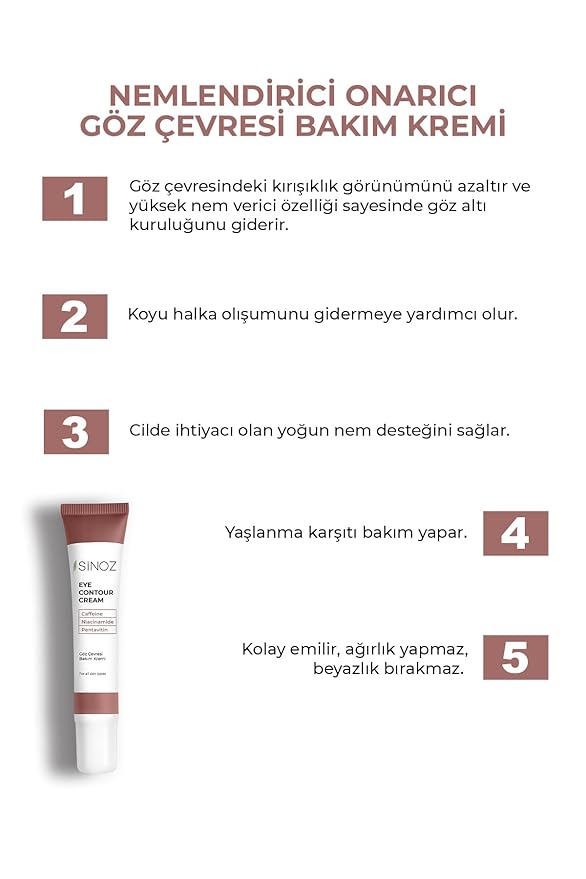 Sinoz Eye Contour Cream | Hydrating & Revitalizing Under Eye Treatment | Reduces Dark Circles, Puffiness & Fine Lines | Lightweight Formula | 0.51 Fl Oz (Pack of 1)