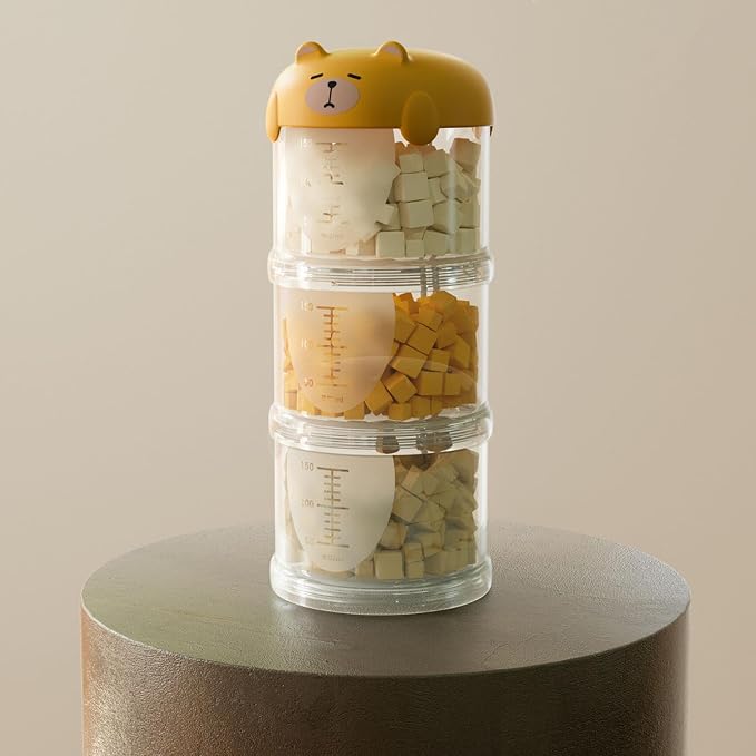 Outdoor Dog Treat holder Airtight, 2025 New Upgrade Large Cute Dog Treat Jar with Lids, Classified Storage Pet Food packaging Jar Treat Bottle, Multi-functional Multi-layer Dispenser (Yellow, 3 Layer)