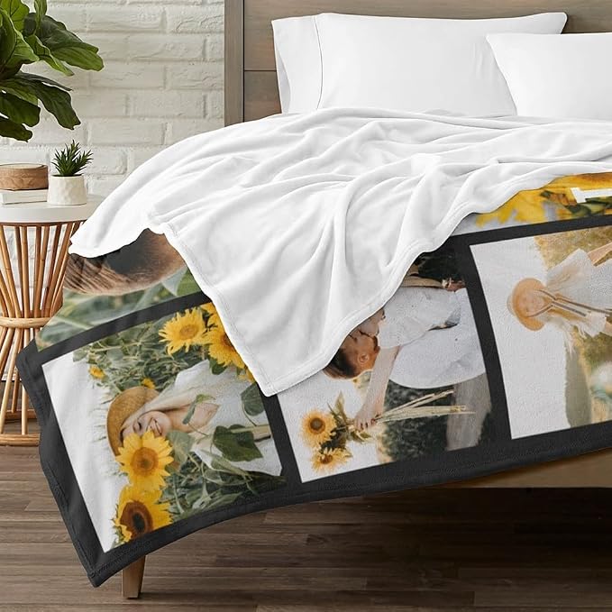 inkArts Custom Blanket with Photo, Personalized Blanket, Customized Photo Blankets, Customizable Picture Blankets, Personalized Anniversary Couple Gifts for Women Men Her Him Girlfriend Boyfriend