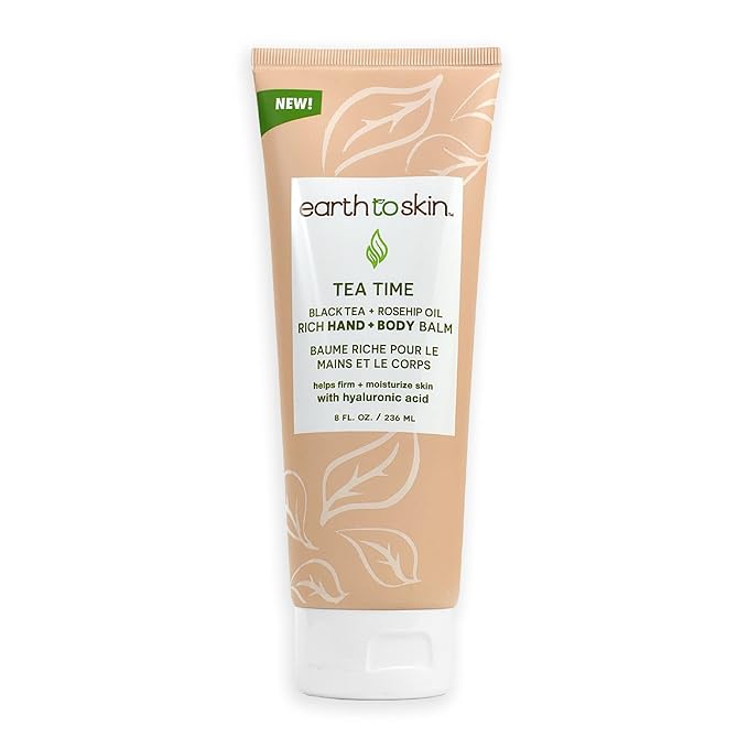 Earth To Skin Black Tea + Rosehip Oil Rich Hand & Body Balm, Soothing Lotion Repairs Dry Skin & Damage Skin (8.0 FL Oz)