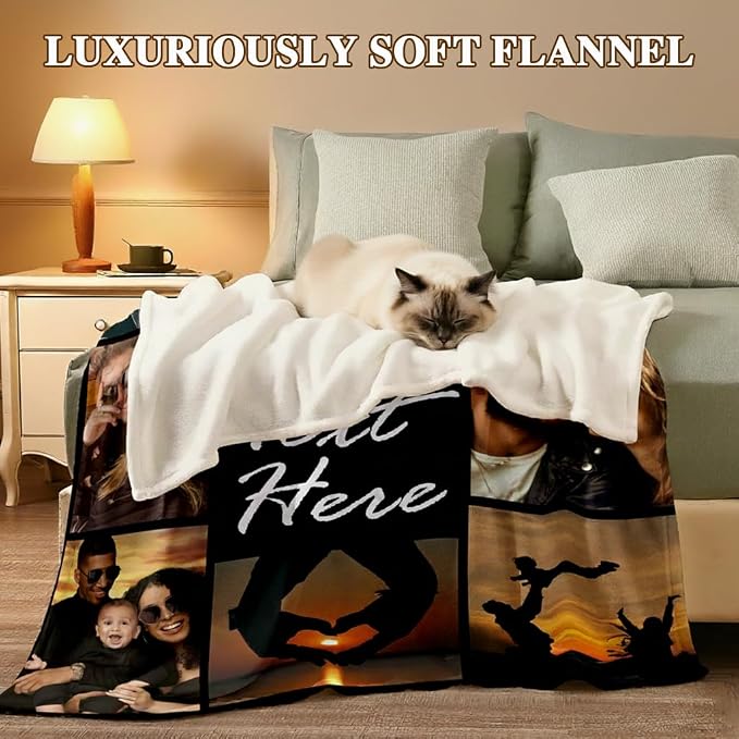 DayOfShe Custom Blanket Throws with Photos, Personalized Gifts for Women, Customized Blankets Gifts for Mom Dad,Christmas Throw Blankets Gifts for Grandkids Girlfriend Boyfriend Couples