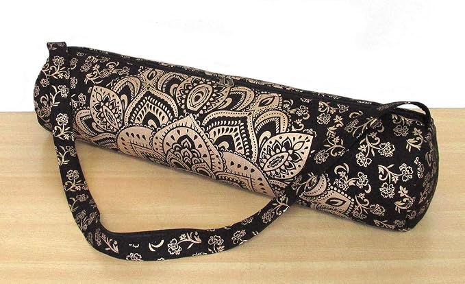 ICC Black Gold Mandala Full-Zip Exercise Yoga Mat Carry Bag Gym Beach Pilates Carrier Bags Hippie Mandala Indian Cotton Bag