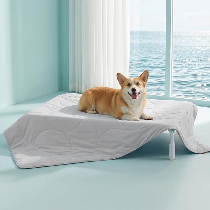 ZOMISIA Premium Cooling Blanket for Large Dogs - Q-MAX>0.5 Breathable Washable Dog Cooling Mat, Travel Soft Pet Summer Essentials, Grey, 40"x50"