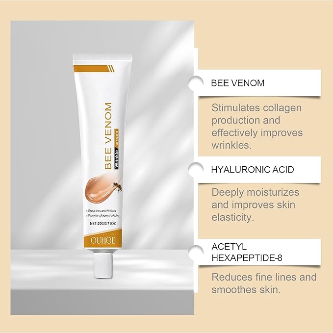 Bee Venom Wrinkle Removal Cream, Bee Venom Anti-Wrinkle Firming Cream, bee venom firming serum stick, Moisturizing, Lifting & Recovery - All Skin Types - Anti-Aging 3PCS