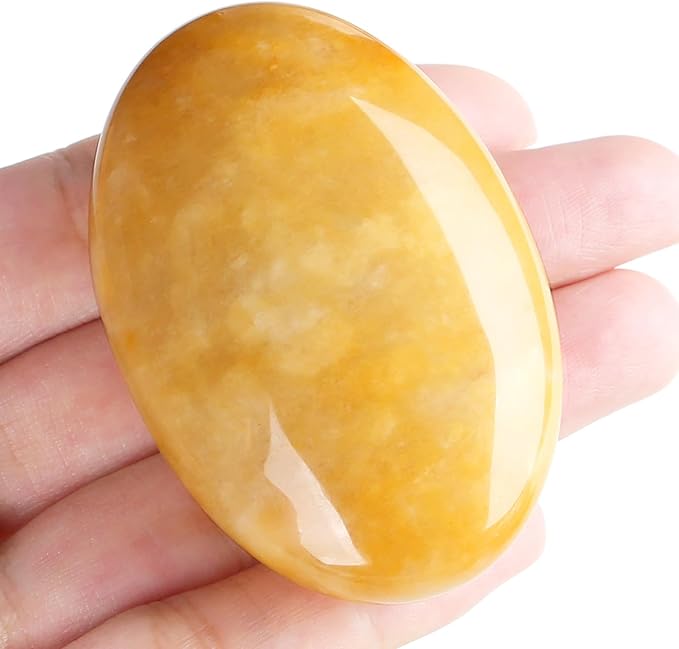 MAIBAOTA 2.4" Large Topaz Crystal Stone Polished Palm Stone Healing Crystals 0.7" Thick Natural Reiki Gemstone Worry Stone Energy Balancing Anxiety Stress Relief Meditation 1 Pc