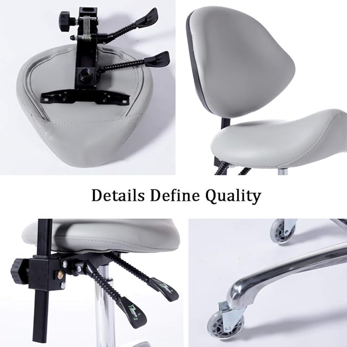 Adjustable Hydraulic Roller Saddle - Heavy Duty (450 lbs) - Beauty Salon, Massage, Clinic and Office - Grey