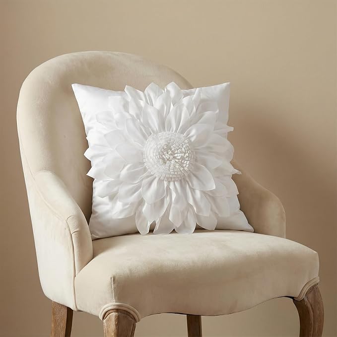 Bella's Giftshop 3D Sunflower Decorative Throw Pillow Covers for Bed Sofa Couch Car, Accent Floral Cushion Cover, Handmade Pillow Cases Living Room Decor, 17x17 Inch-Cream/White | Bella's Giftshop Handmade Sunflower Taffeta Pillow Cases Living Room Bed...