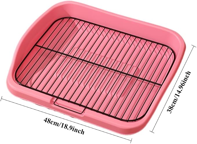 Mesh Dog Potty Tray Removable Stable Structure - Indoor/Outdoor Dog Training Toilet Litter Box for Small & Medium Dogs(Pink)