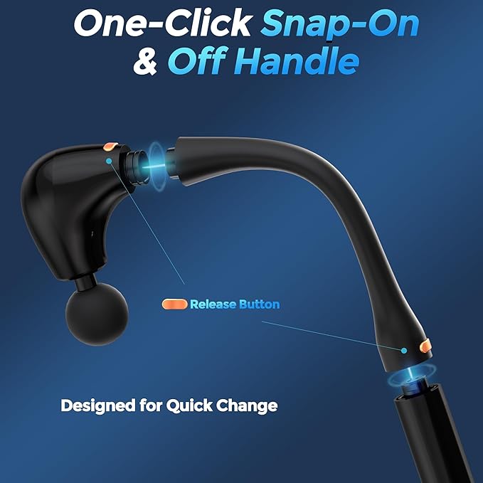 Back Massager for Pain Relief Deep Tissue, 2-in-1 Detachable Forms Percussion Massage Gun, Massage Gun Deep Tissue with 4 Heads & 5 Intensity Levels for Muscle Relaxation for Post Workout