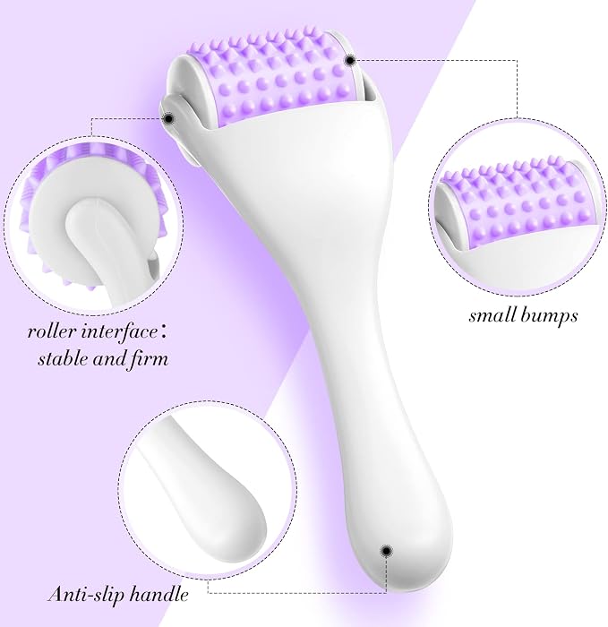 Tondiamo 2 Pcs Muscle Roller Gift Fascia Stick Cellulite Face Muscle Body Massage Roller Massage Tool for Relief Neck Arm Back Leg Body Deep Release(Purple,Silicone)