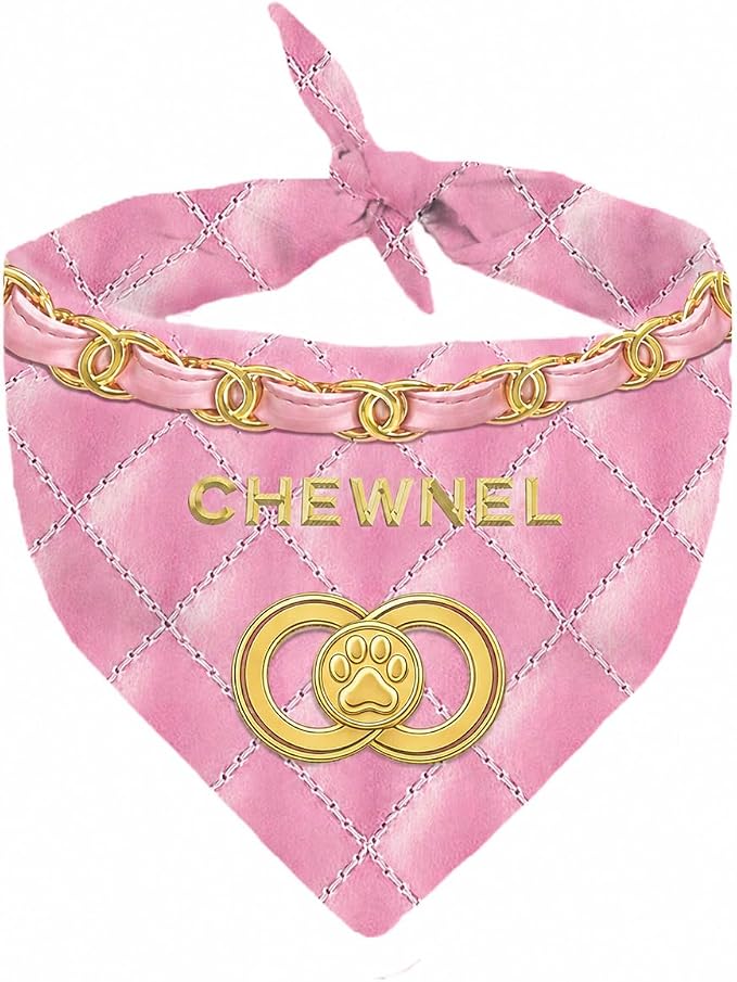 Dog Bandana Chewnel Bandana Designer Fashion Clothes Scarf kercheif for Small Medium and Large Dogs. Funny Parody Gift for Girl or boy Dog Soft Durable Fabric, Adjustable tie-on Style Triangle - Small