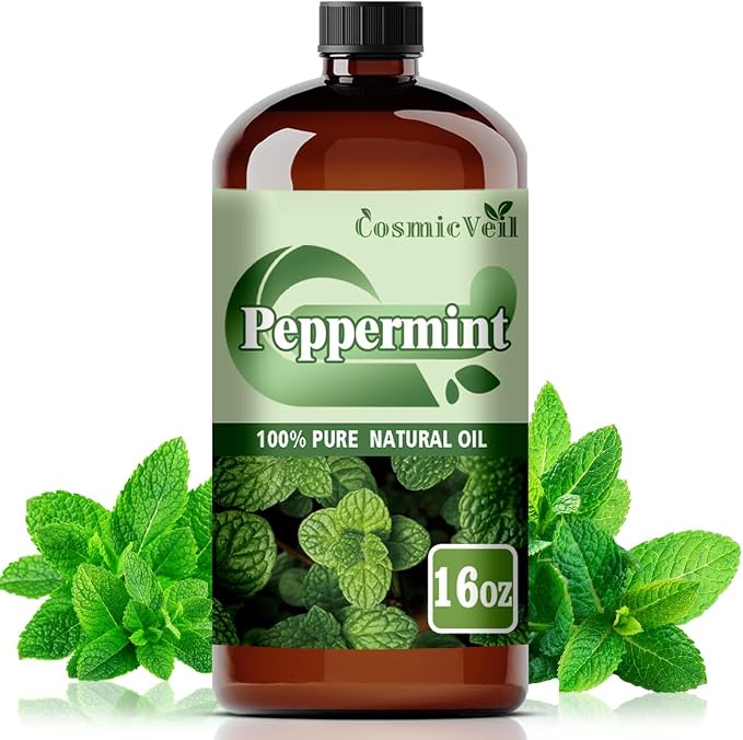 Peppermint Essential Oil Peppermint Oil for Aroma Diffuser,Humidifier,Home Fragrance,Cleaning,Body Care,Massage,Yoga,DIY Candle,DIY Soap CosmicVeil（Peppermint，16 Fl Oz (Pack of 1)）
